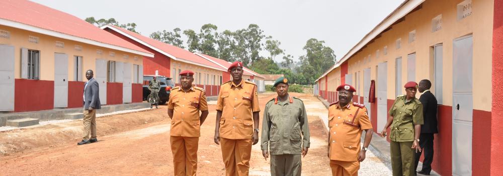 PRESIDENT MUSEVENI AT THE COMMISSIONING OF LOW COST HOUSING INITIATIVE.